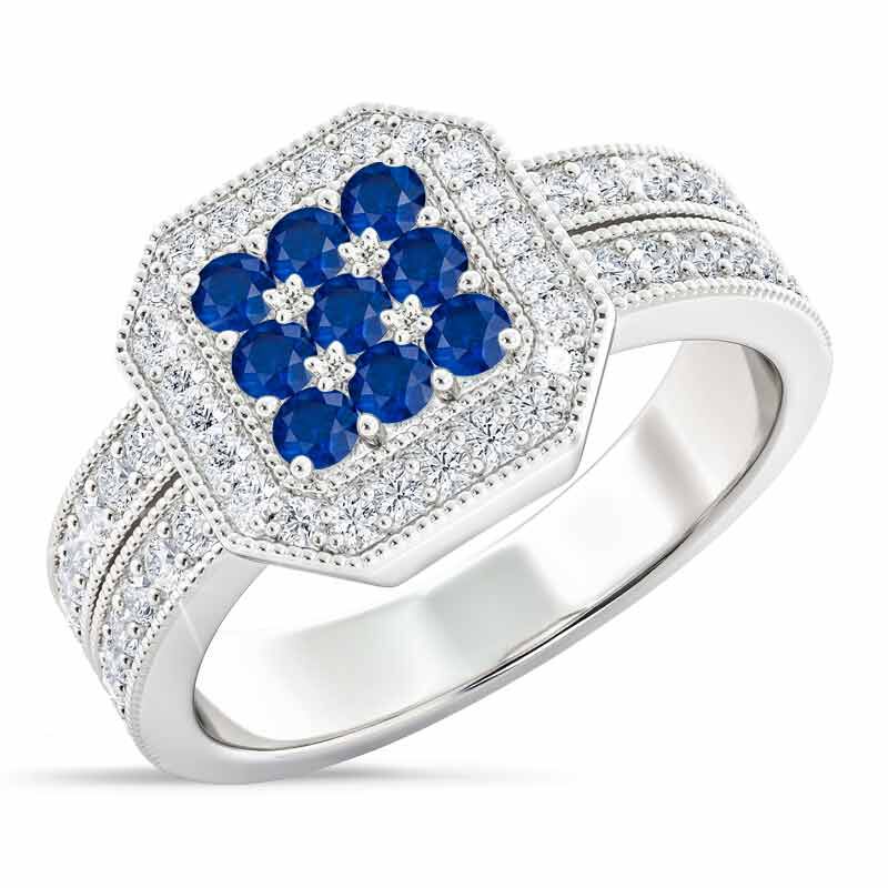 Flair  Square Personalized Birthstone  Diamond Ring 2306 001 5 9