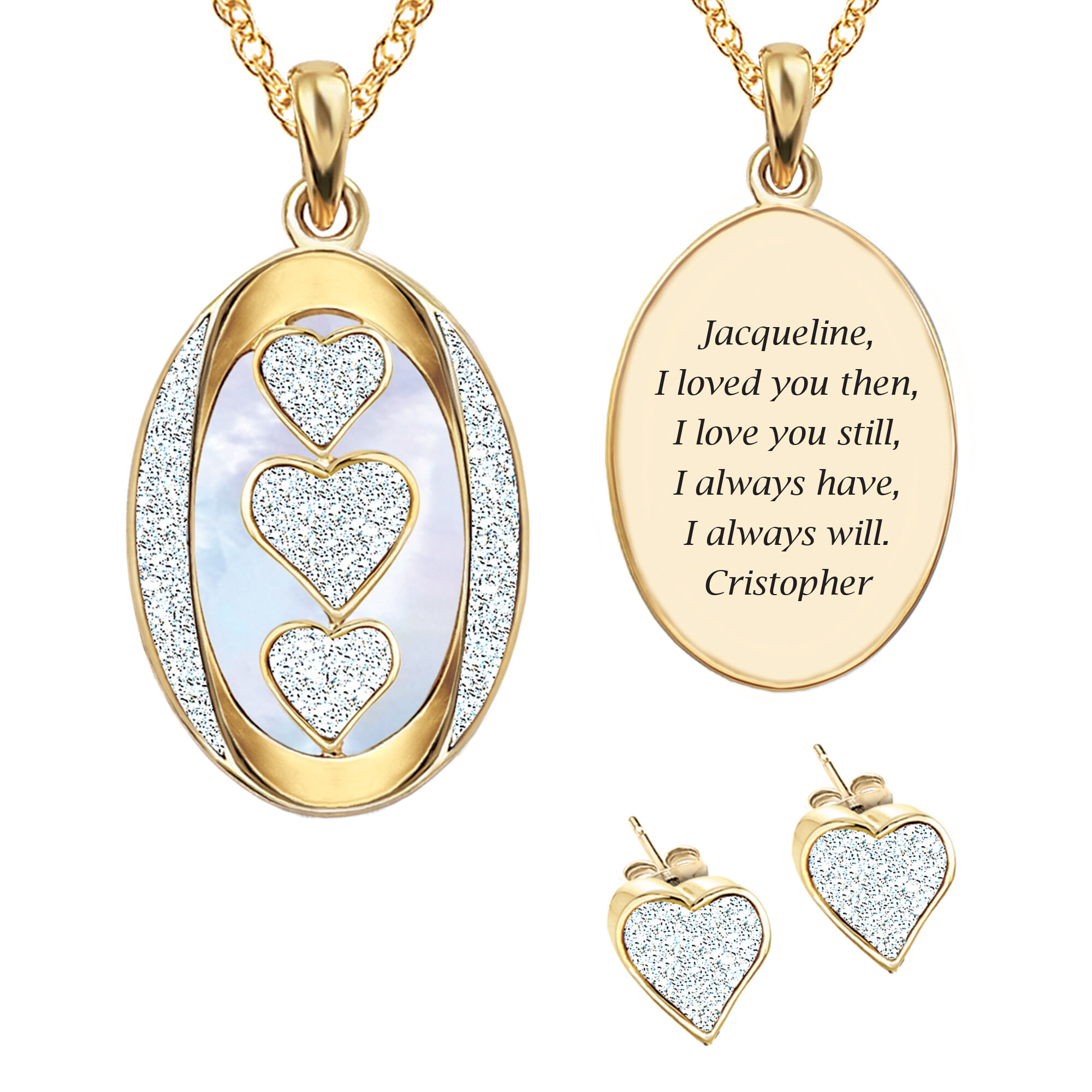 I Love You Personalized Diamond Pendant with FREE Matching Earrings 5238 0250 a main