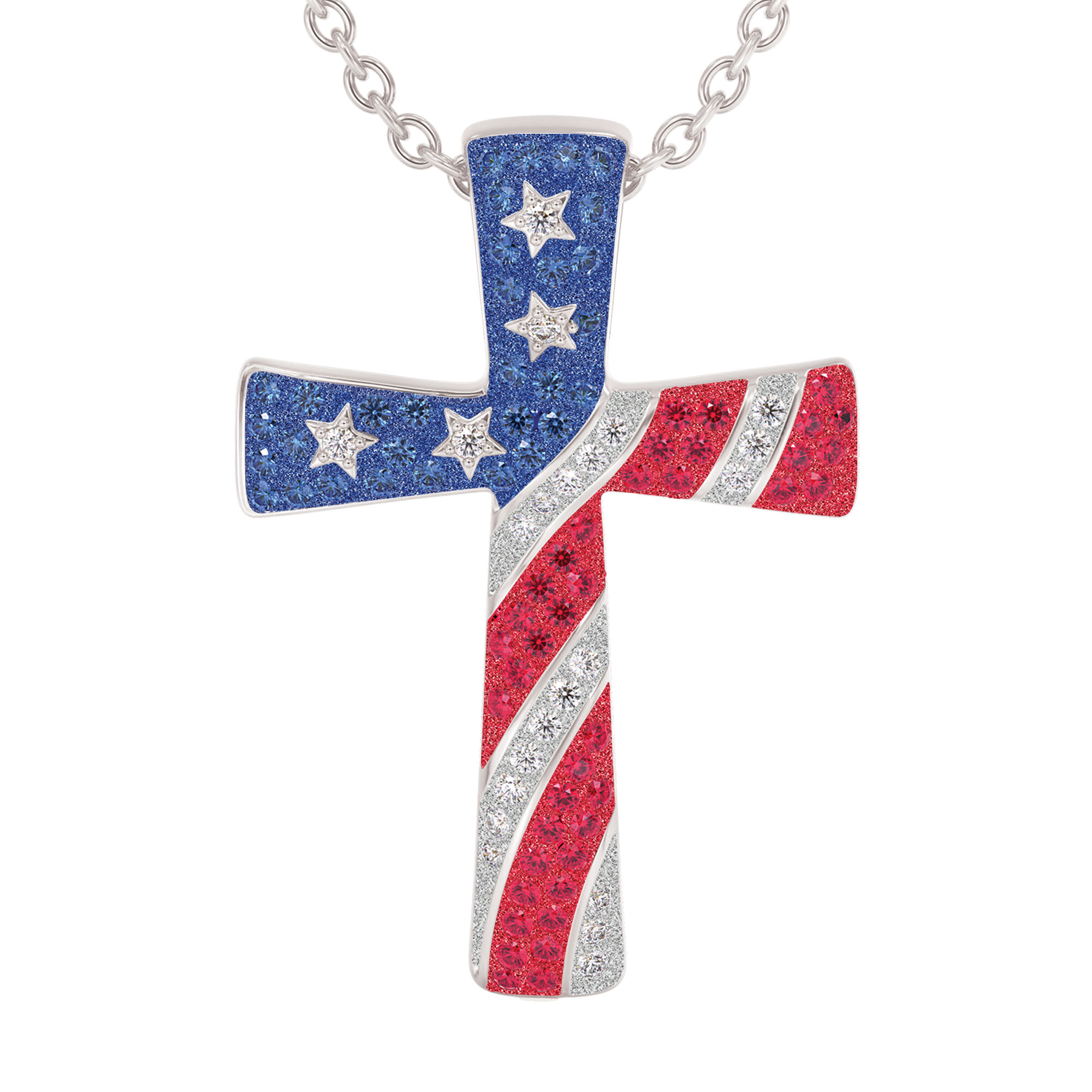 God Bless America Cross Pendant 10198 0019 b front