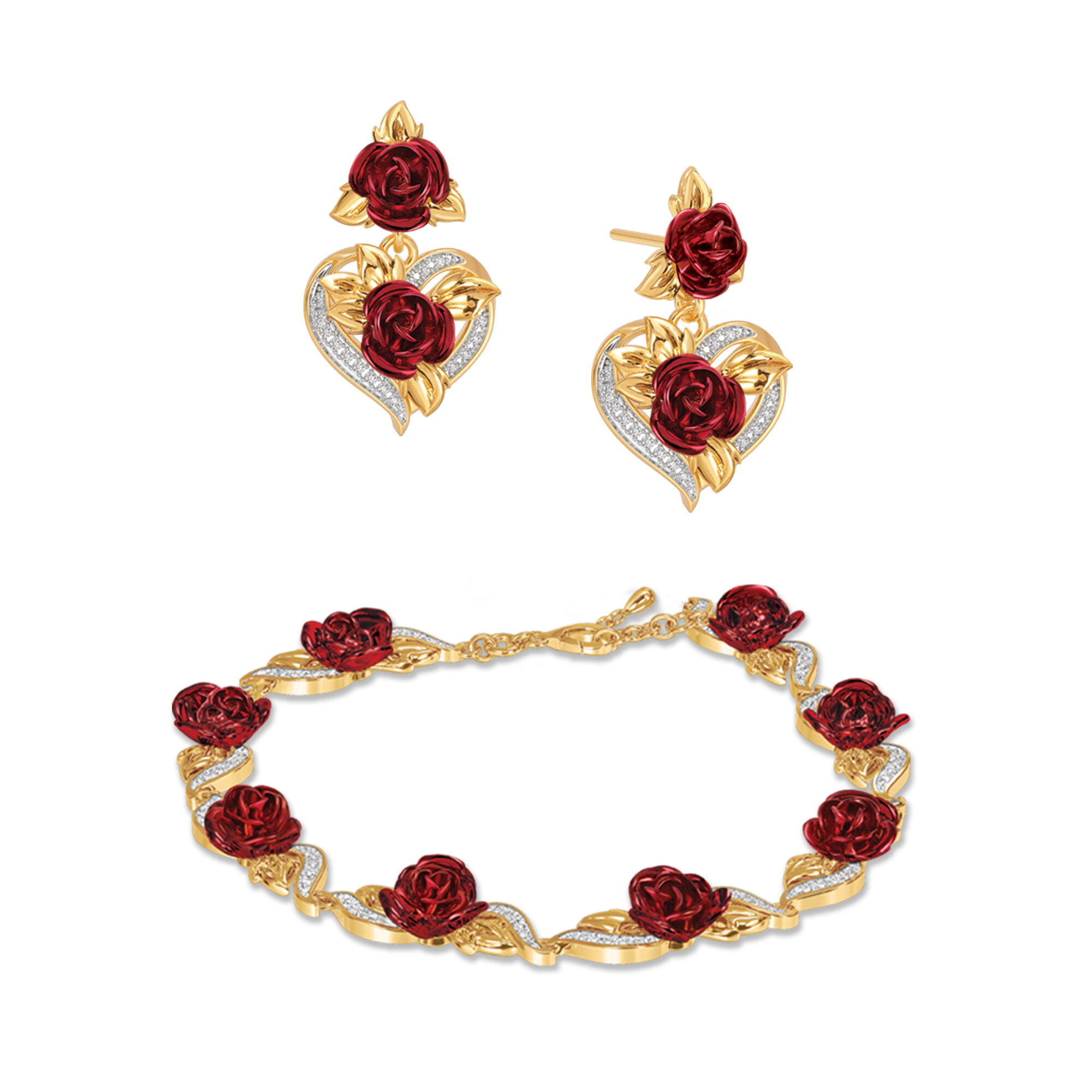 A dozen roses ruby engraved charm bracelet hot sale
