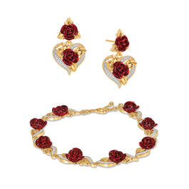 A Dozen Roses Heart Bracelet and Earring Set 6308 0022 a main