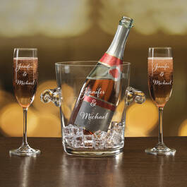 The Personalized Couples Champagne Set 10036 0023 f pink bottle