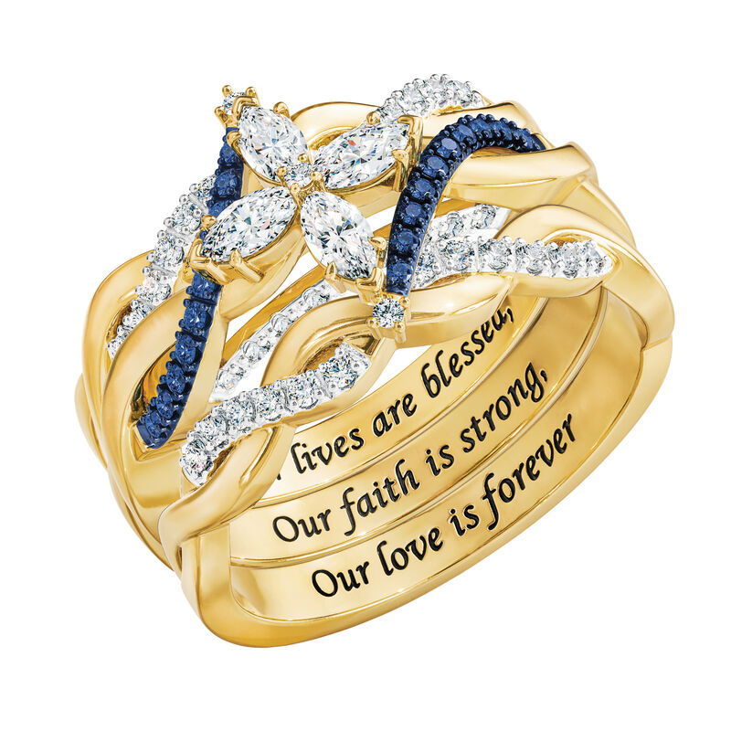 Our Lives are blessed our Faith is strong Diamonisse Ring Set 10062 0012 c angle