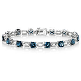 Genuine Blue Topaz & Diamond Links 15 Carat Bracelet 12290 0012 a main