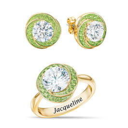 Love Knot Birthstone Ring with Free Matching Earrings 12097 0017 h august