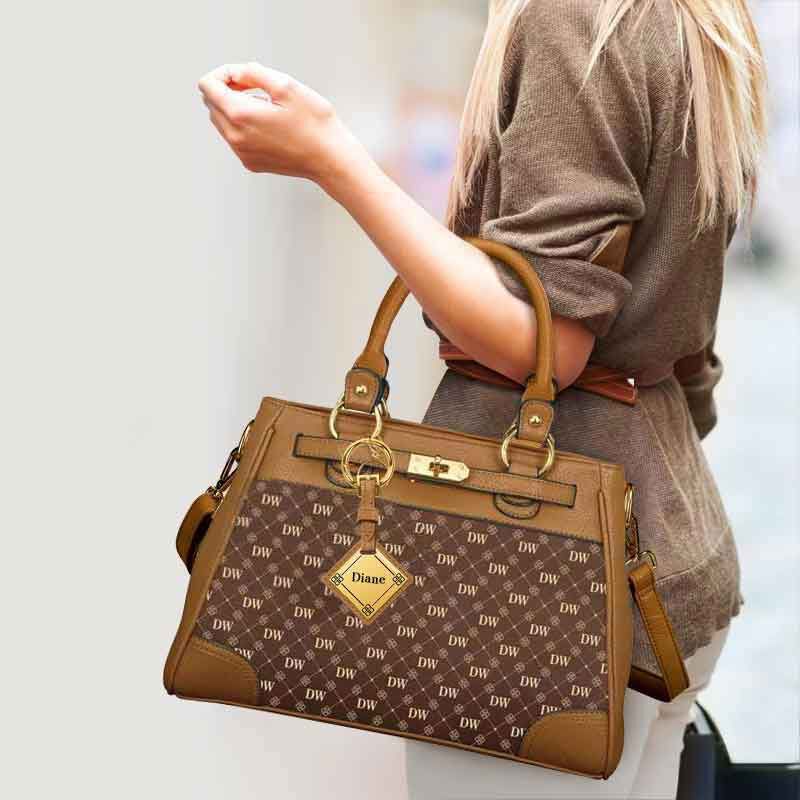 Personalized Initial Brown Handbag 1040 001 8 6