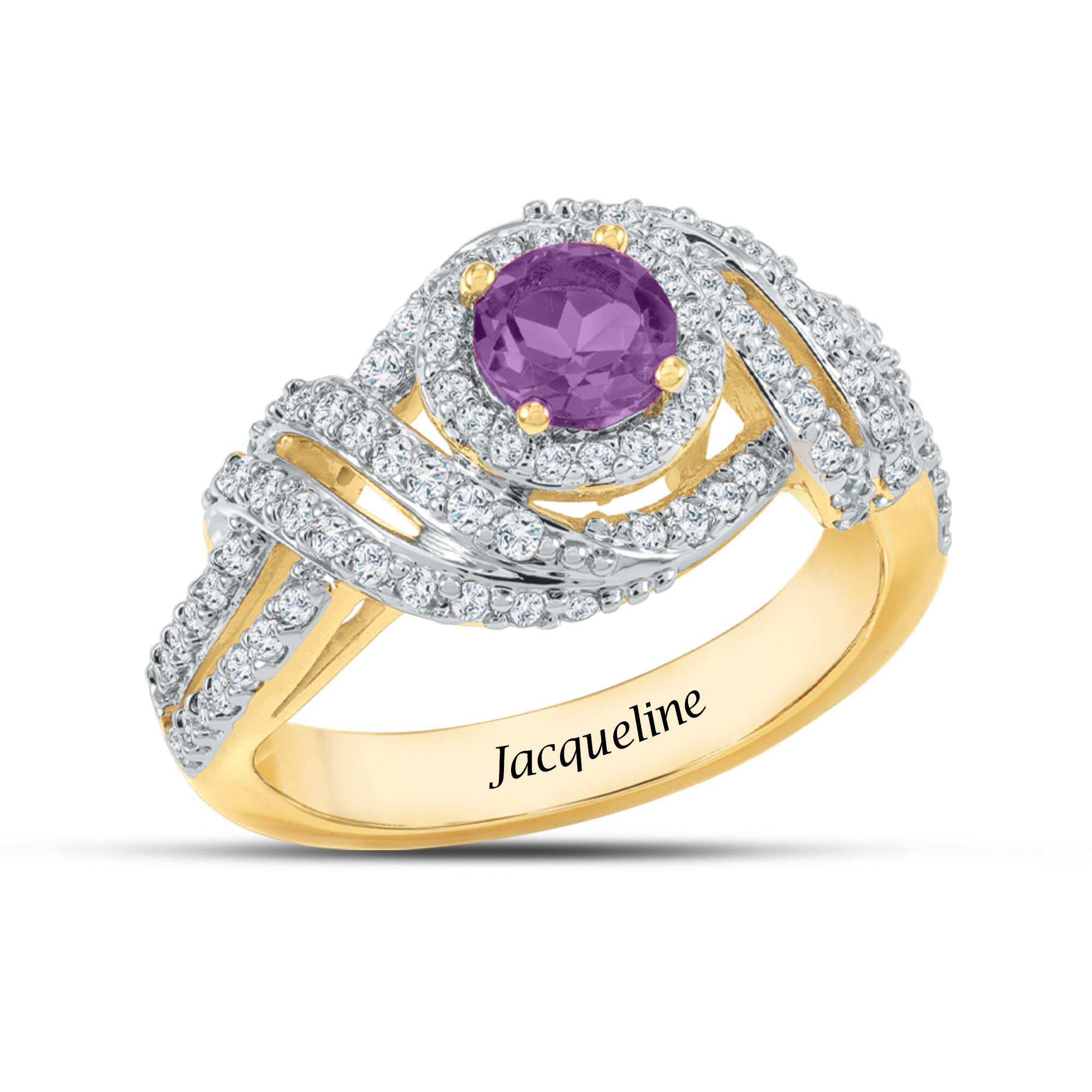 Personalized Genuine Birthstone Swirl Ring 10904 0014 b february
