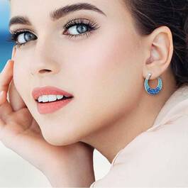 Blue Wave Swarovski Side Hoops 6378 001 9 3
