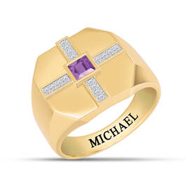 Holy Cross Mens Birthstone Diamond Ring 10700 0010 b february