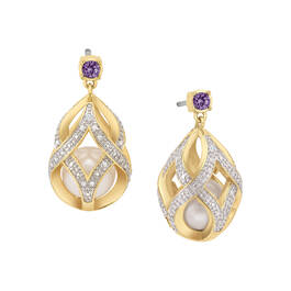 Birthstone Diamond Caged Pearl Earrings 11899 0019 b february