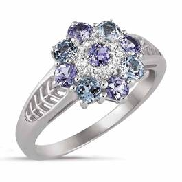Tanzanite  Aquamarine Flower Ring 1000 002 4 1