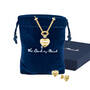 I Love You Golden Heart Diamond Necklace with FREE Matching Earrings, Personalized ILoveYou Golden HeartDiamond Necklace Free Matching Necklace 12277 0043 e giftpouch box