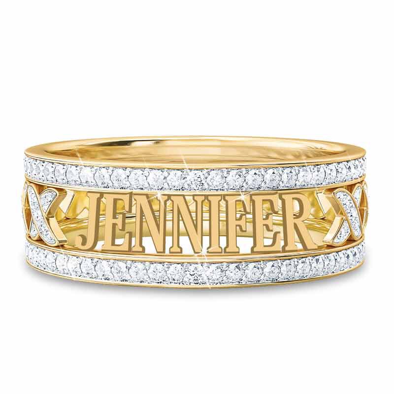 Personalized Diamond Kiss Ring