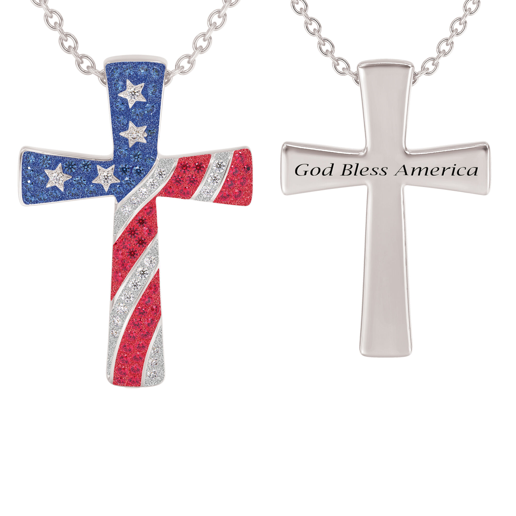 God Bless America Cross Pendant 10198 0019 a main
