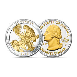 Platinum and Gold Highlighted Land of the Free Quarters 11129 0011 a PR