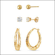 Bamboo Hoop Studs Earring Set 11142 0428 a main