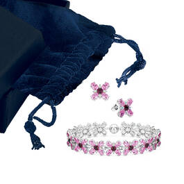 Cherry Blossom Crystal Bracelet with FREE Matching Earrings 11989 0010 i giftpouch