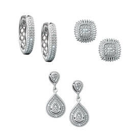 Silver Diamond Earring Set 11610 0017 a main