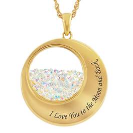 Moon and Back Floating Crystal  Diamond Pendant 1741 001 0 2