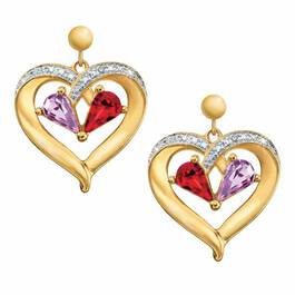 Forever Together Birthstone  Diamond Heart Earrings 9782 011 2 1
