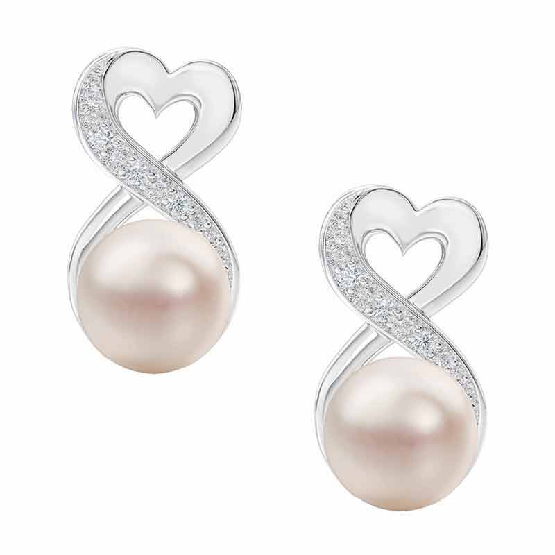 Daughter Infinity Heart Pearl Earrings 1706 002 1 1