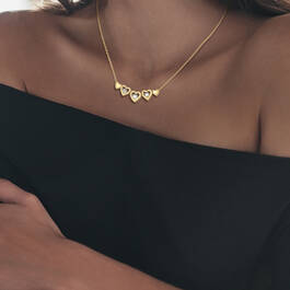 Triple Solitaire Heart Necklace 12392 0019 m model