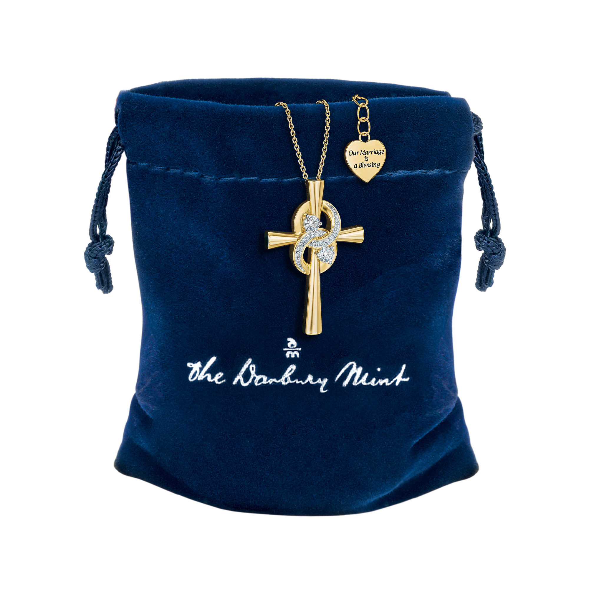 Our Marriage is a Blessing Anniversary Cross Pendant 11482 0012 g gift pouch