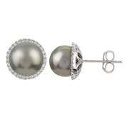 Black Tahitian Pearl Diamond Halo Studs 11142 0618 a main