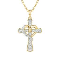 Heart of Faith Personalized Diamond Cross Pendant with FREE Matching Earrings 12242 0029 b front