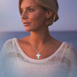 Shimmering Sea Crystal Cross Pendant 12133 0013 m model