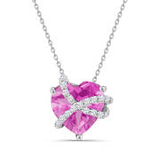 Sterling Silver Created Pink Sapphire Heart Pendant 11142 1483 a main