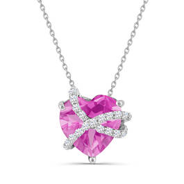 Sterling Silver Created Pink Sapphire Heart Pendant 11142 1483 a main