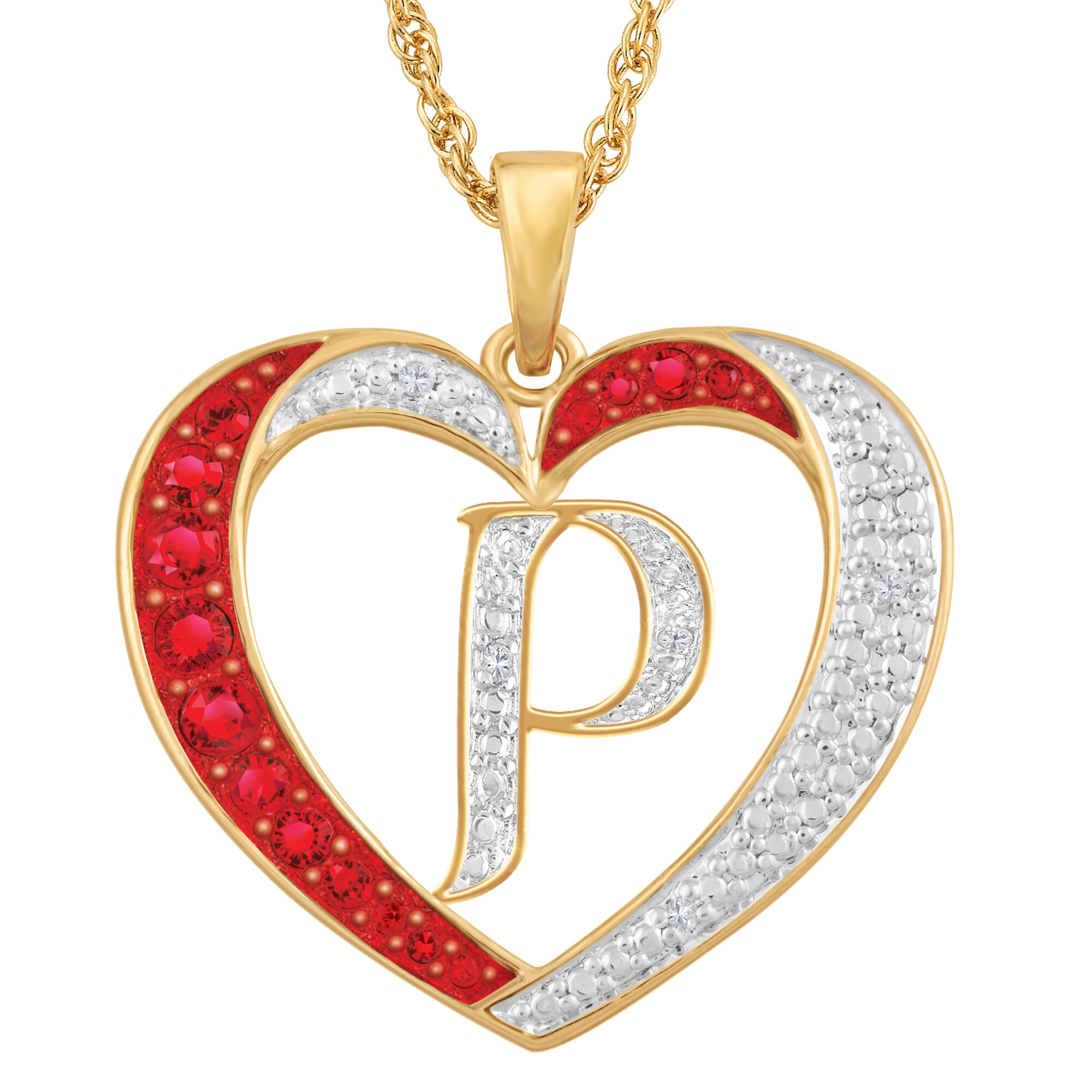 Personalized Diamond Heart Pendant 2300 0011 p initial P