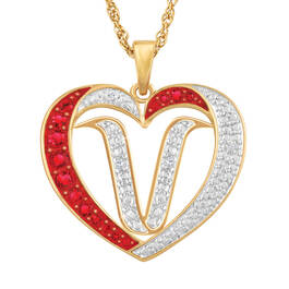 For My Granddaughter Diamond Initial Heart Pendant 10121 0011 a v initial