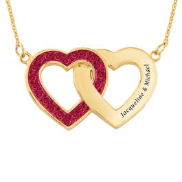 Personalized Couples Linked Love Rev Diamond Ruby Pendant 11378 0019 b front