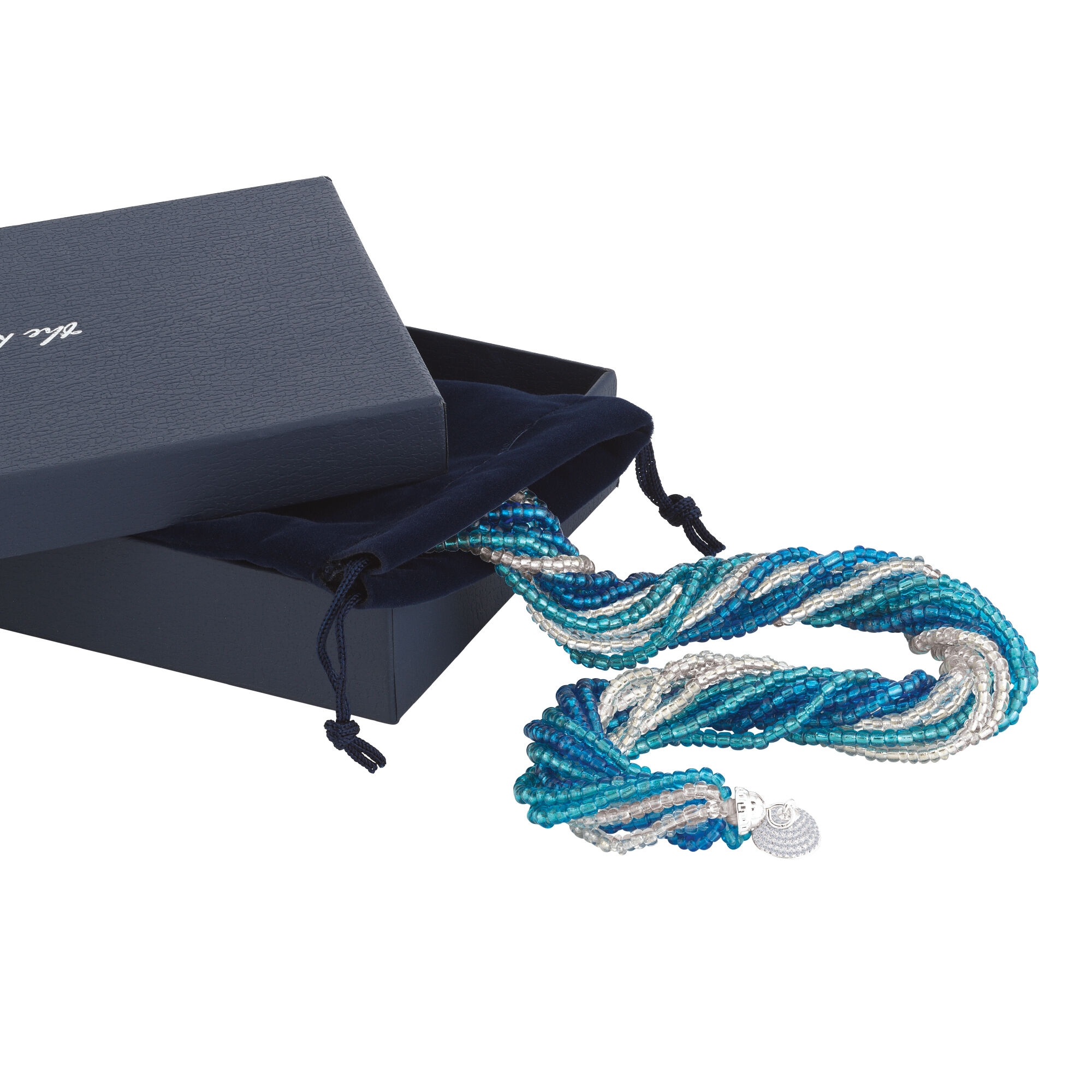 Blue Wave Torsade Necklace 10665 0013 g gift pouch box