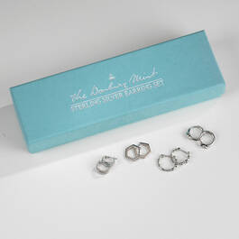 Four Times the Shine Silver Hoops Earring Set 12118 0012 g displaybox