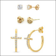 Cross Hoop Studs Earring Set 11142 0436 a main