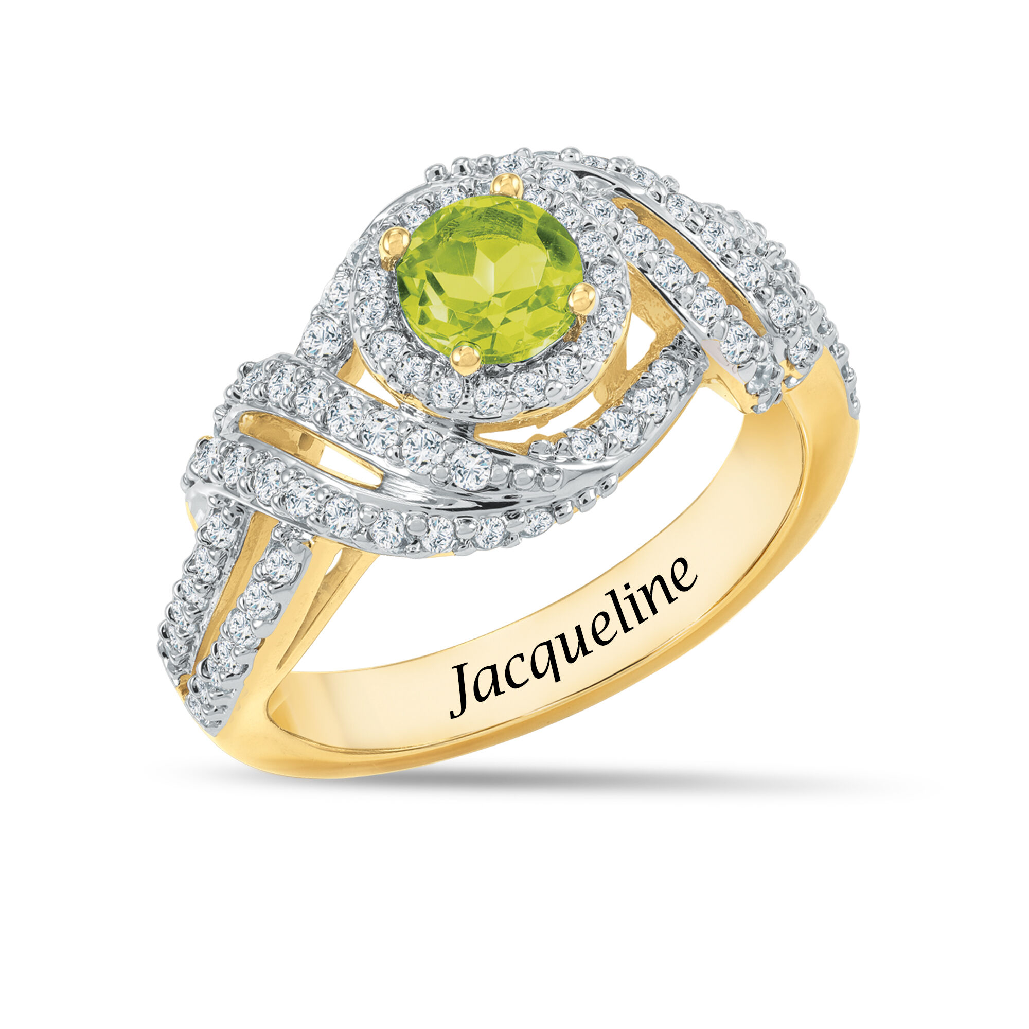 Personalized Genuine Birthstone Swirl Ring