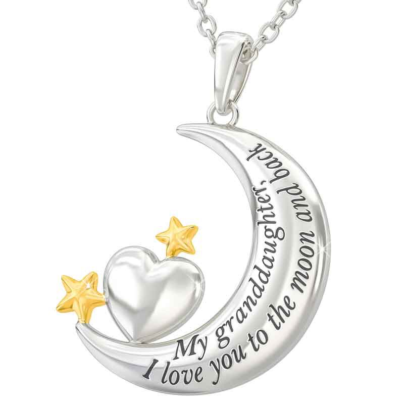 Moon & Heart " I Love You To The Moon and Back" Pendant Necklace Family Gifts G 