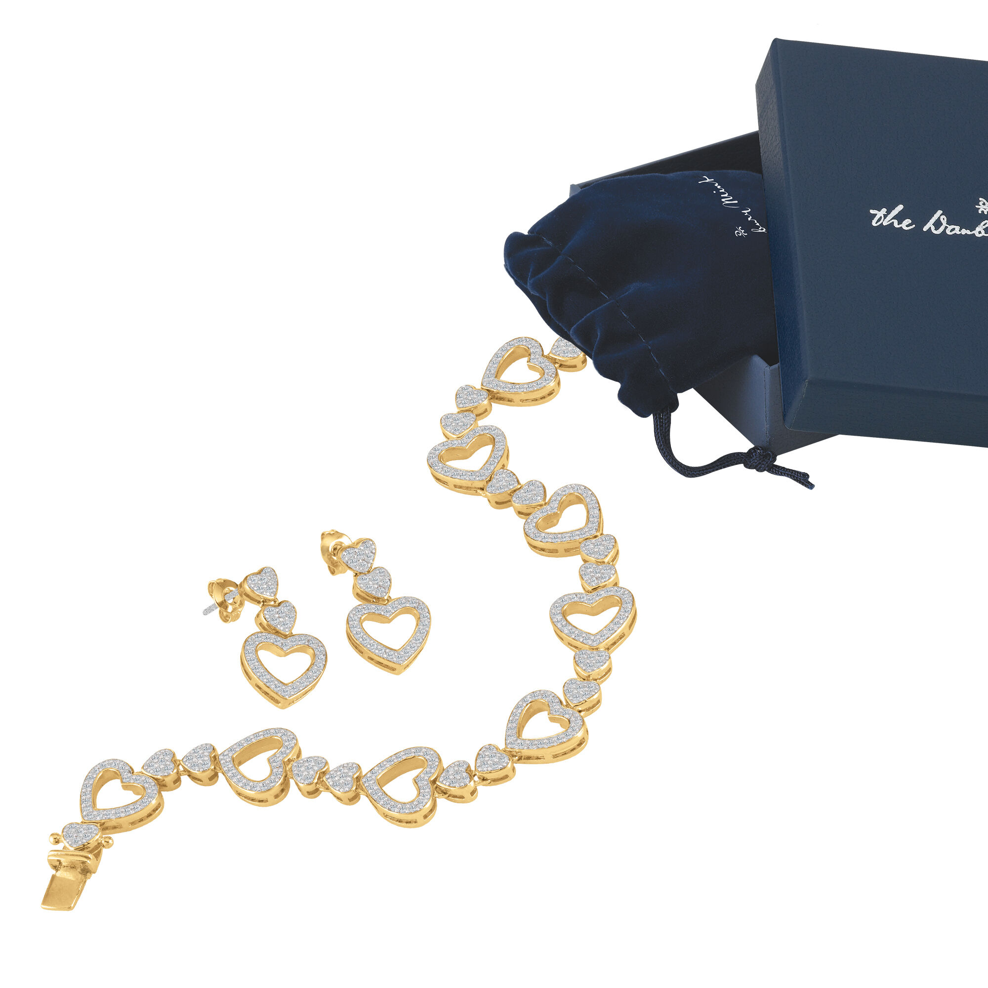 Golden Hearts Bracelet Earring Set 10047 0012 g gift box