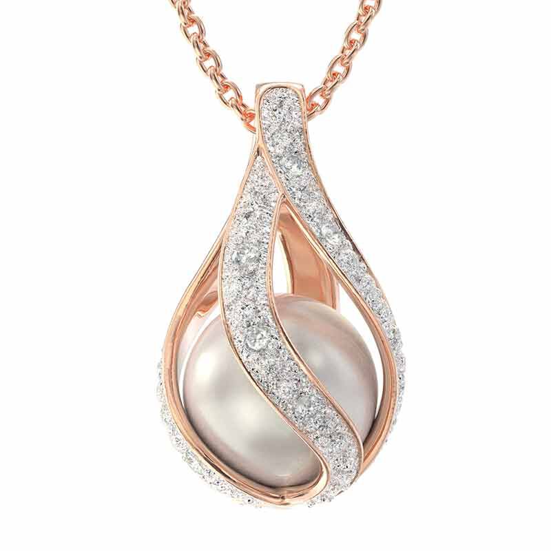 Love's Embrace Pearl & Diamond Necklace