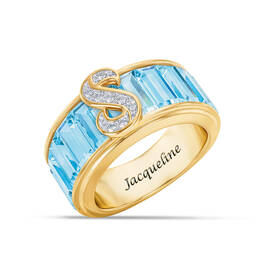 Personalized Birthstone Diamond Initial Ring 11033 0016 c march