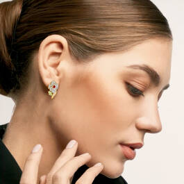Birthstone Diamond Rose Earrings 11896 0012 m model
