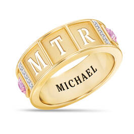 Personalized Birthstone Initials Ring 11010 0013 j october