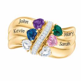 Many Hearts One Family Personalized Birthstone  Diamond Ring 6521 001 5 4