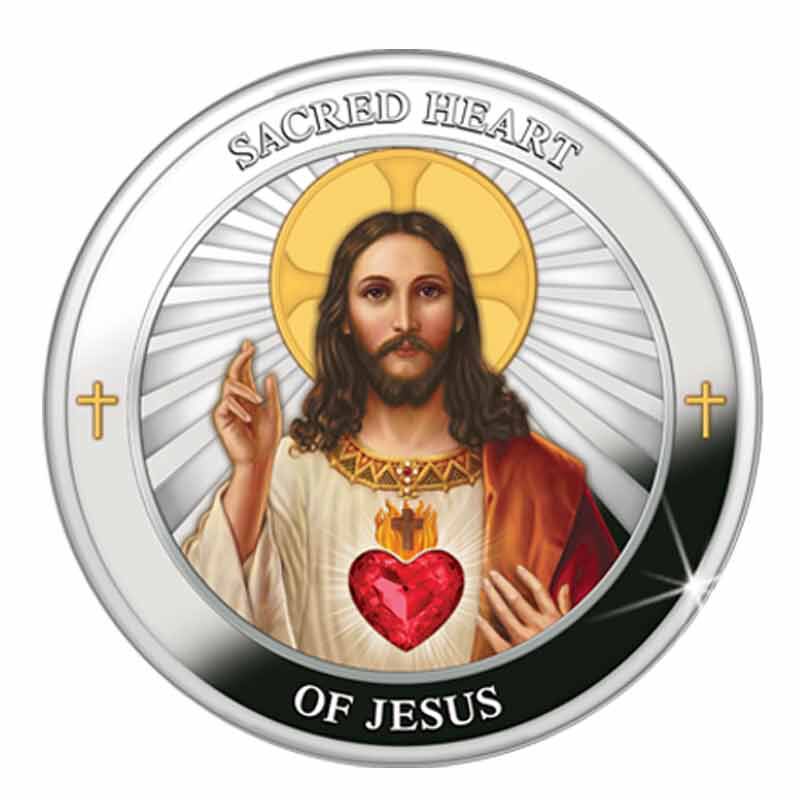 The Sacred Heart Of Jesus Silver Medallion
