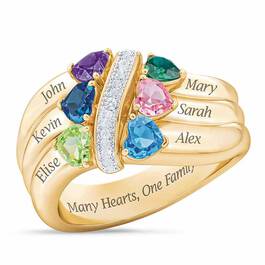 Many Hearts One Family Personalized Birthstone  Diamond Ring 6521 001 5 1