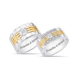 Personalized Diamond His Hers Ring Set 11213 0018 a main