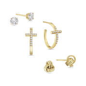 Cross Hoop Studs Earring Set 11142 0436 b alt